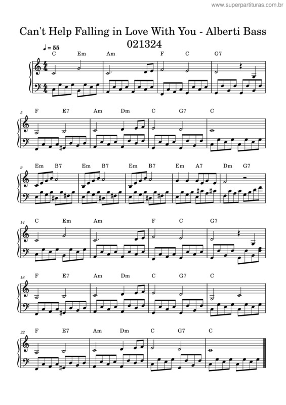 Partitura da música Can`T Help Falling In Love – Elvis Presley Can`T Help Falling In Love With You  = Alberti Bass