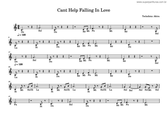 Partitura da música Can`T Help Falling In Love – Elvis Presley Cant Help Falling In Love Jonathan