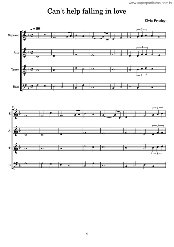 Partitura da música Can`T Help Falling In Love – Elvis Presley v.10
