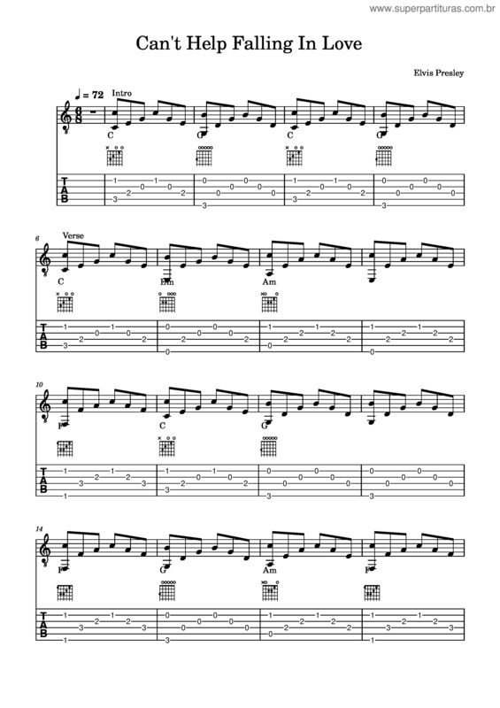 Partitura da música Can`T Help Falling In Love – Elvis Presley v.13