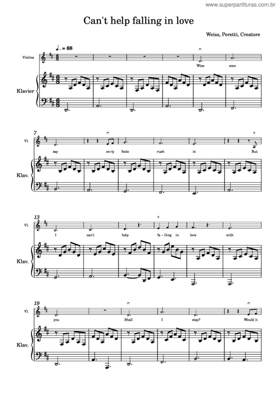 Partitura da música Can`T Help Falling In Love – Elvis Presley v.14