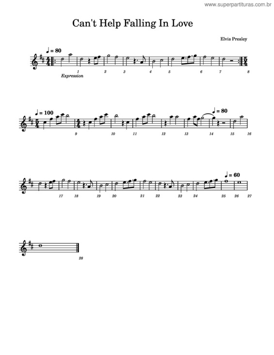 Partitura da música Can`T Help Falling In Love – Elvis Presley v.17