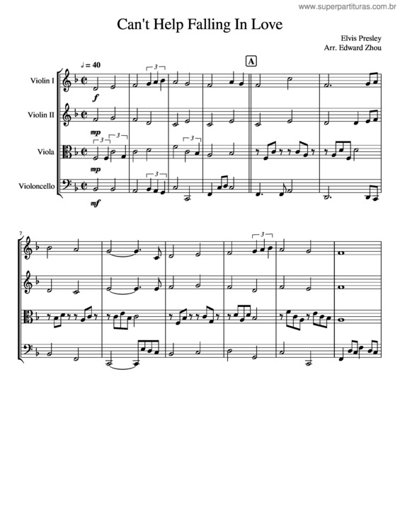 Partitura da música Can`T Help Falling In Love – Elvis Presley v.2