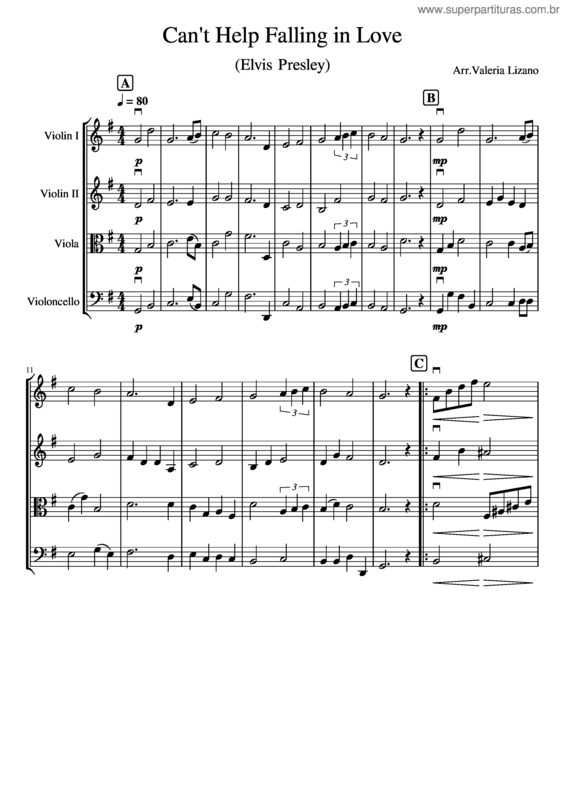 Partitura da música Can`T Help Falling In Love – Elvis Presley v.4
