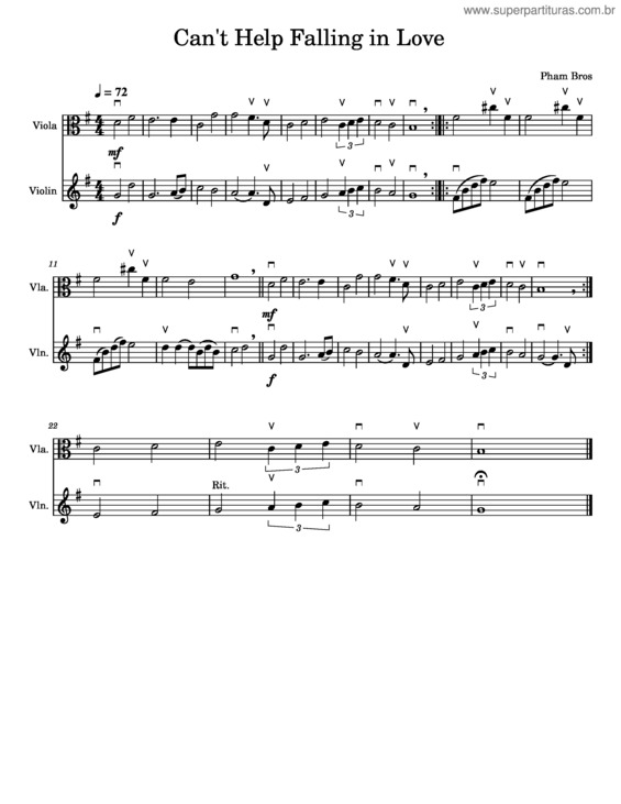 Partitura da música Can`T Help Falling In Love – Elvis Presley v.7