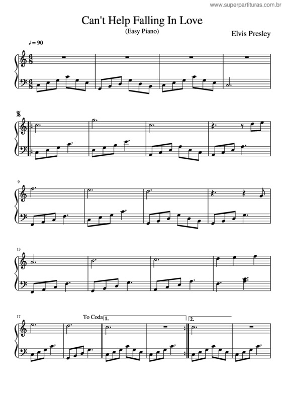Partitura da música Can`T Help Falling In Love – Elvis Presley