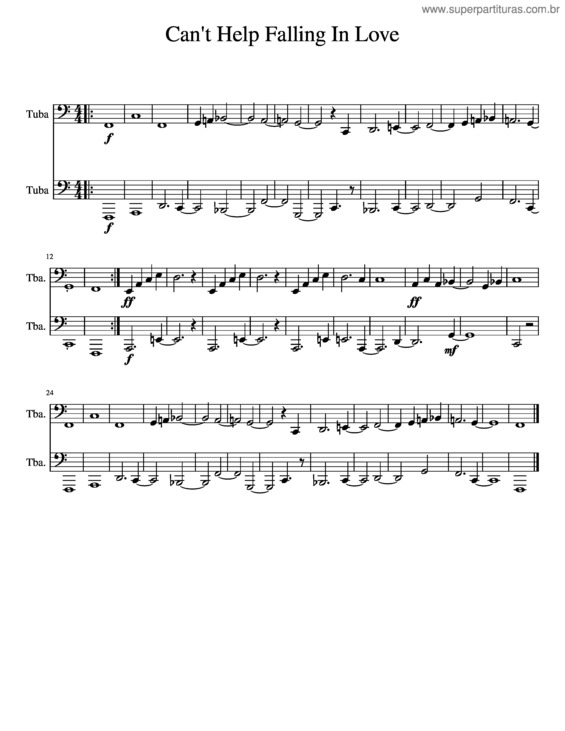 Partitura da música Can`T Help Falling In Love, Tuba