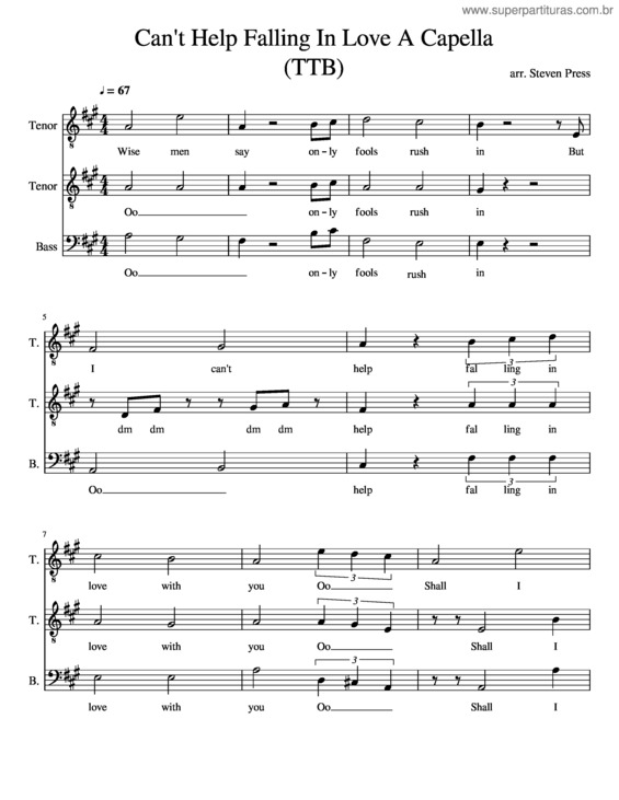 Partitura da música Can`T Help Falling In Love A Capella
