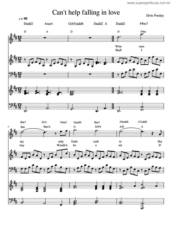 Partitura da música Can T Help Falling In Love Final Project
