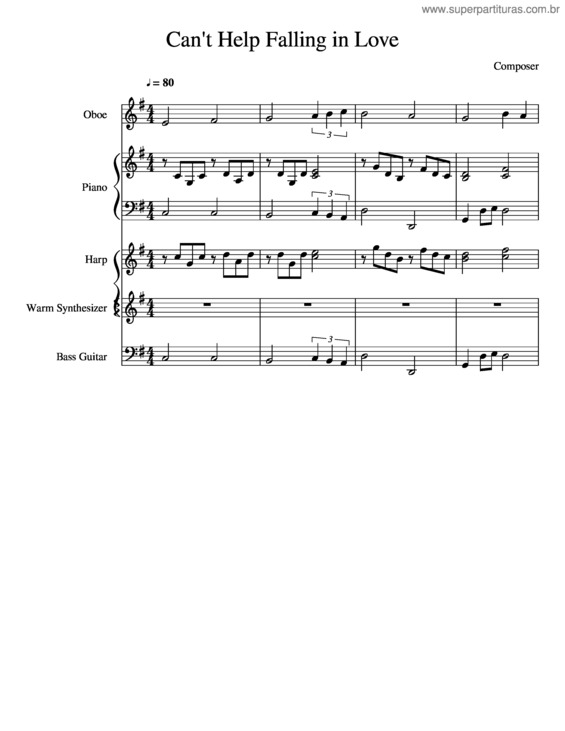 Partitura da música Can`T Help Falling In Love v.100