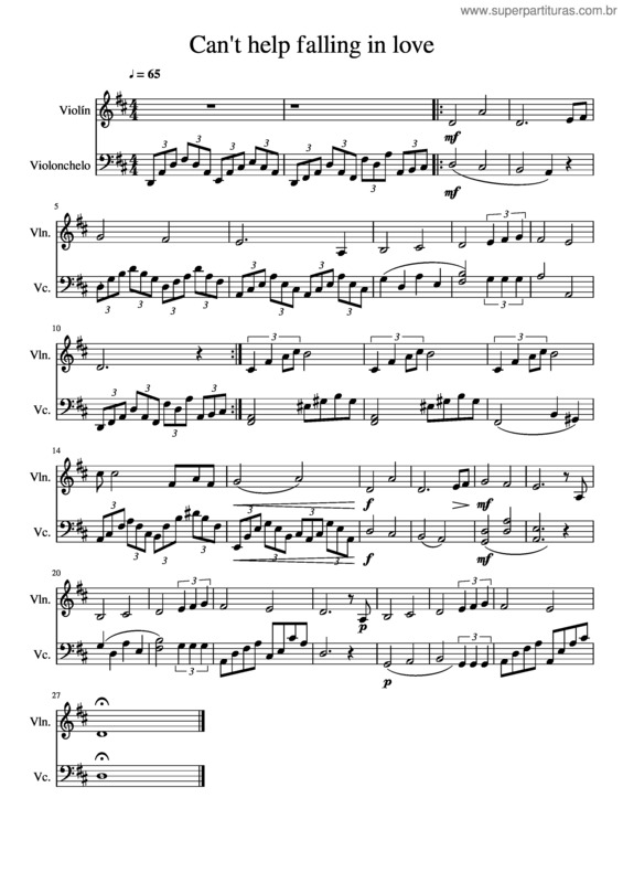 Partitura da música Can`T Help Falling In Love v.11