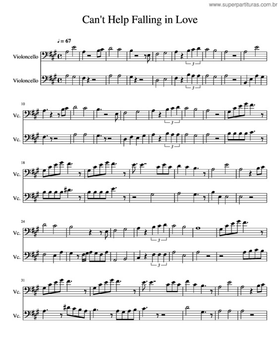 Partitura da música Can T Help Falling In Love v.12