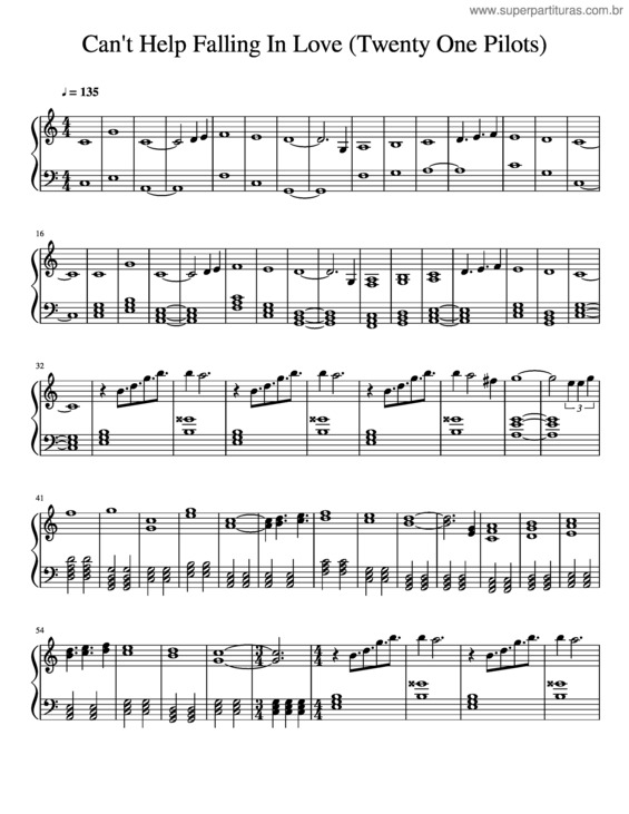 Partitura da música Can T Help Falling In Love v.14