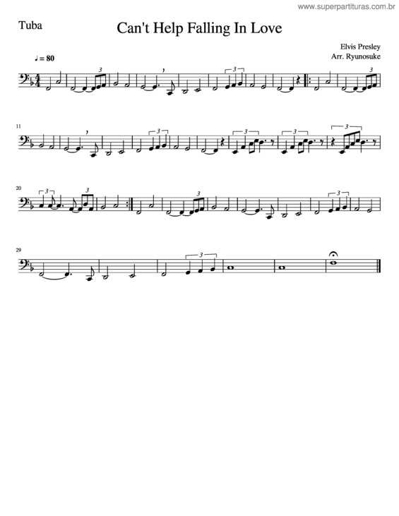Partitura da música Can`T Help Falling In Love v.15