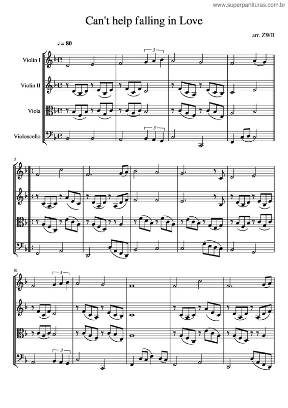 Partitura da música Can`T Help Falling In Love v.17