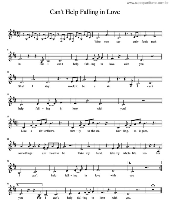 Partitura da música Can`T Help Falling In Love v.18