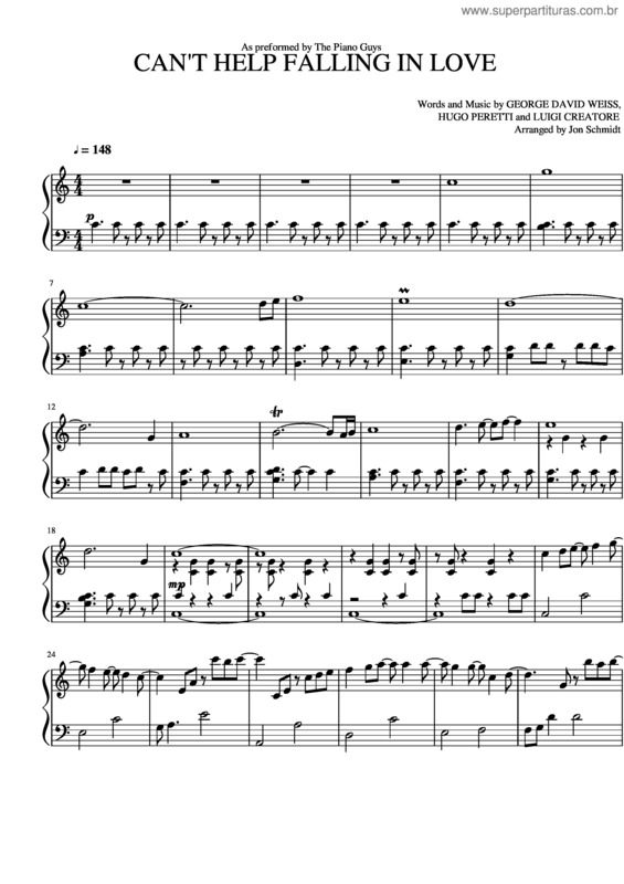 Partitura da música Can`T Help Falling In Love v.19