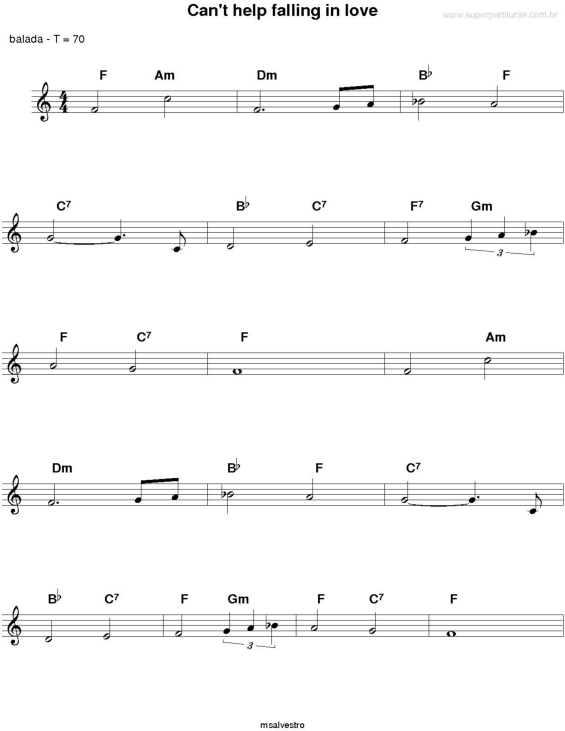 Partitura da música Can`t Help Falling In Love v.2