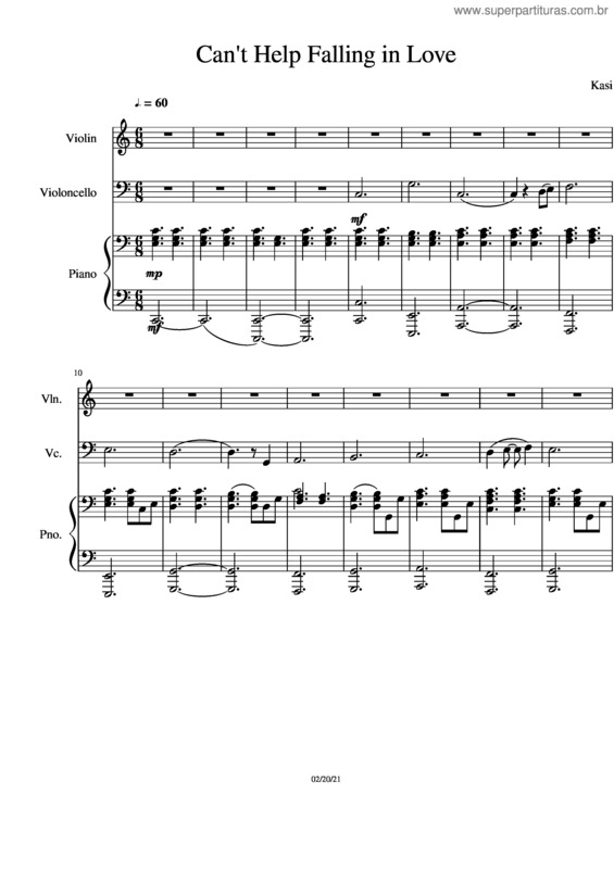 Partitura da música Can`T Help Falling In Love v.20