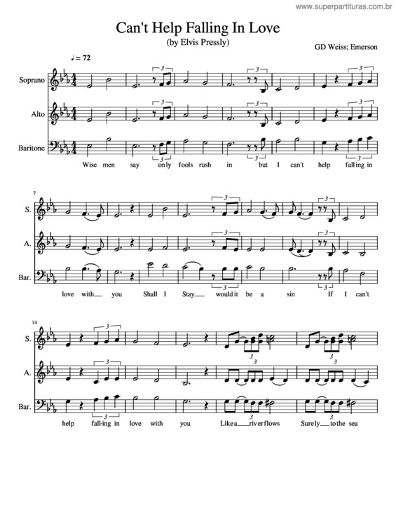 Partitura da música Can`T Help Falling In Love v.29