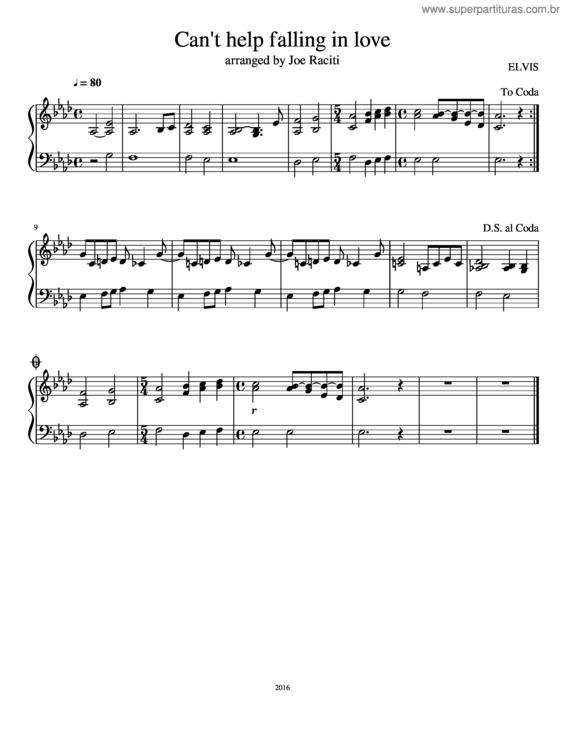 Partitura da música Can T Help Falling In Love v.35