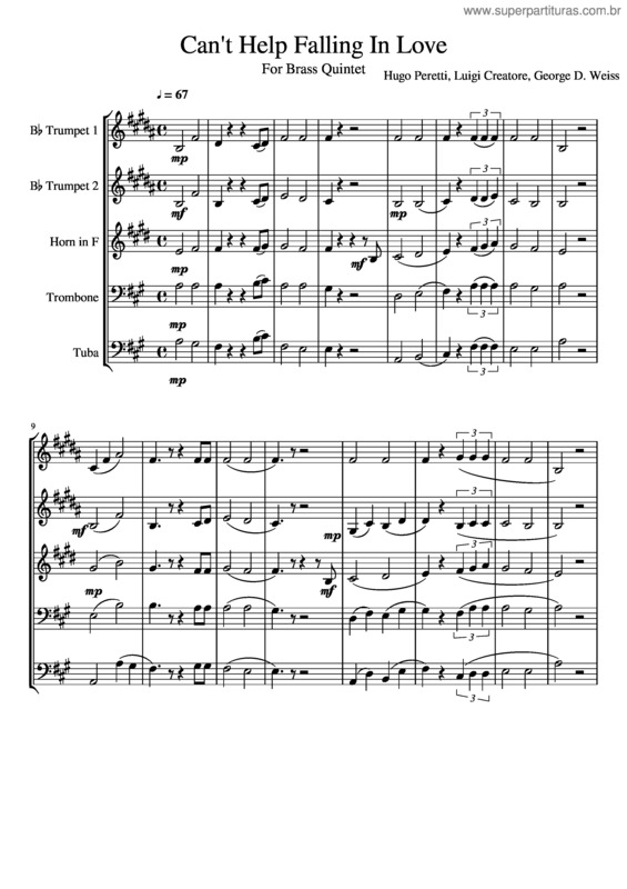 Partitura da música Can`T Help Falling In Love v.38