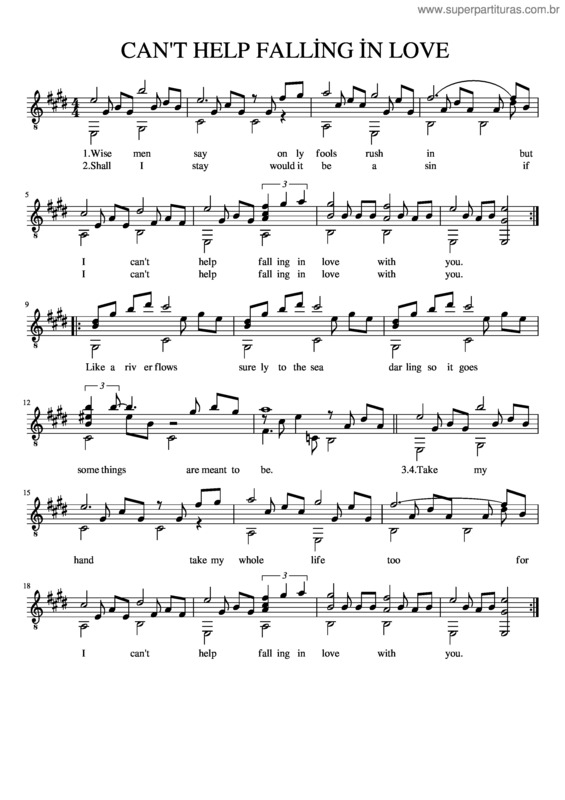 Partitura da música Can`T Help Falling In Love v.42
