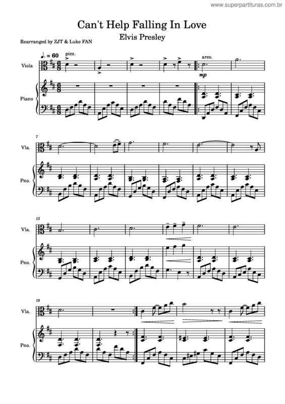 Partitura da música Can`T Help Falling In Love v.45
