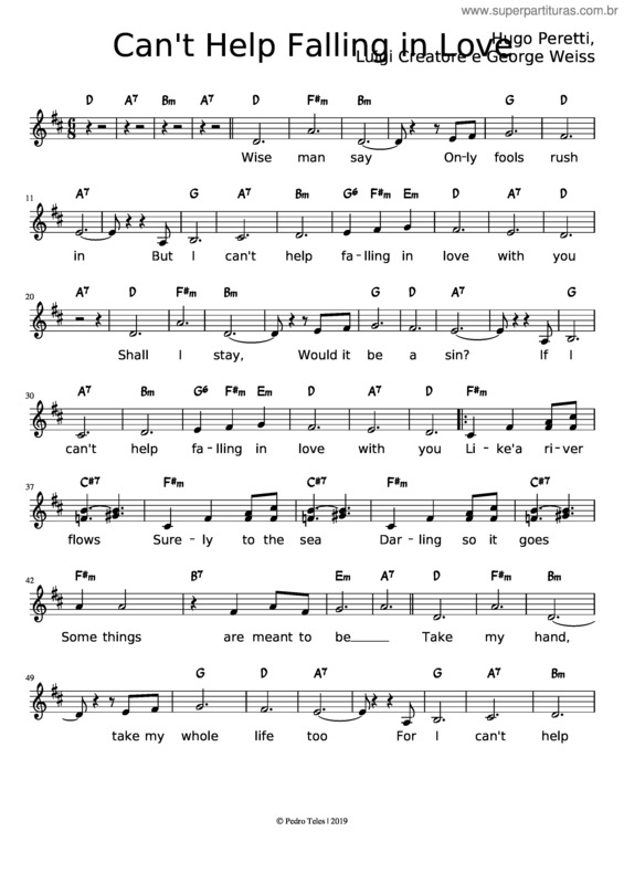 Partitura da música Can`T Help Falling In Love v.47