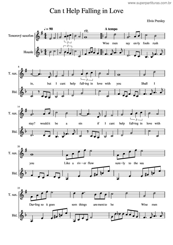 Partitura da música Can T Help Falling In Love v.51