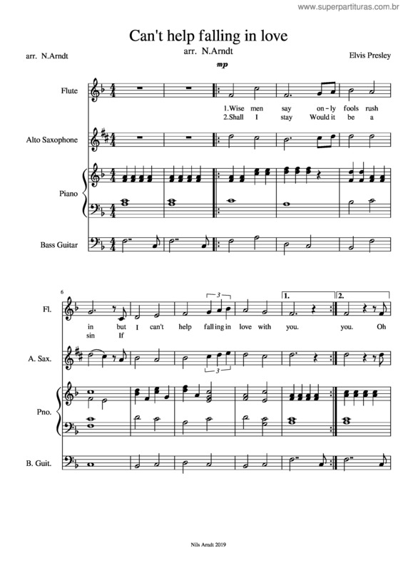 Partitura da música Can T Help Falling In Love v.53