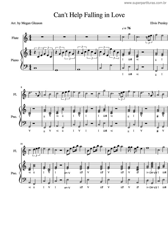 Partitura da música Can`T Help Falling In Love v.60