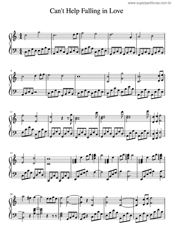 Partitura da música Can`T Help Falling In Love v.61