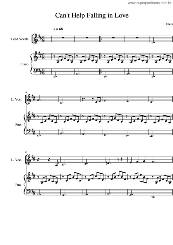 Partitura da música Can T Help Falling In Love v.62