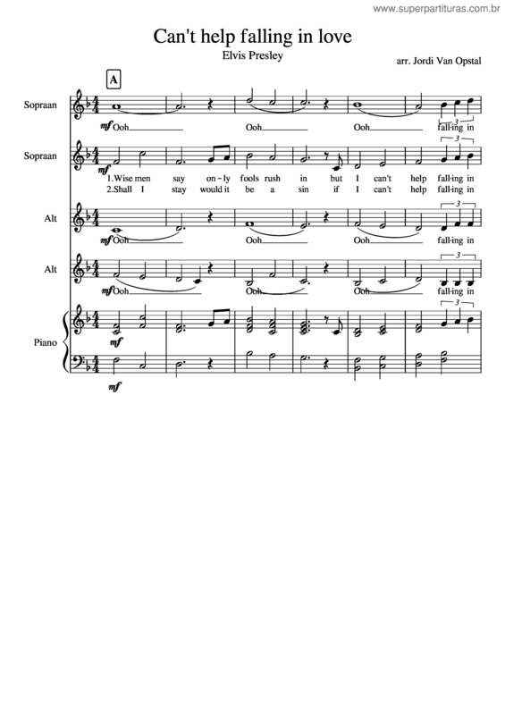 Partitura da música Can T Help Falling In Love v.66