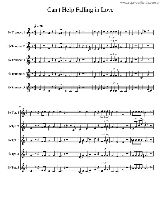 Partitura da música Can`T Help Falling In Love v.68