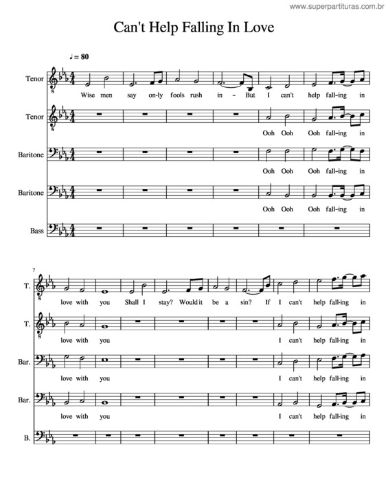 Partitura da música Can T Help Falling In Love v.71