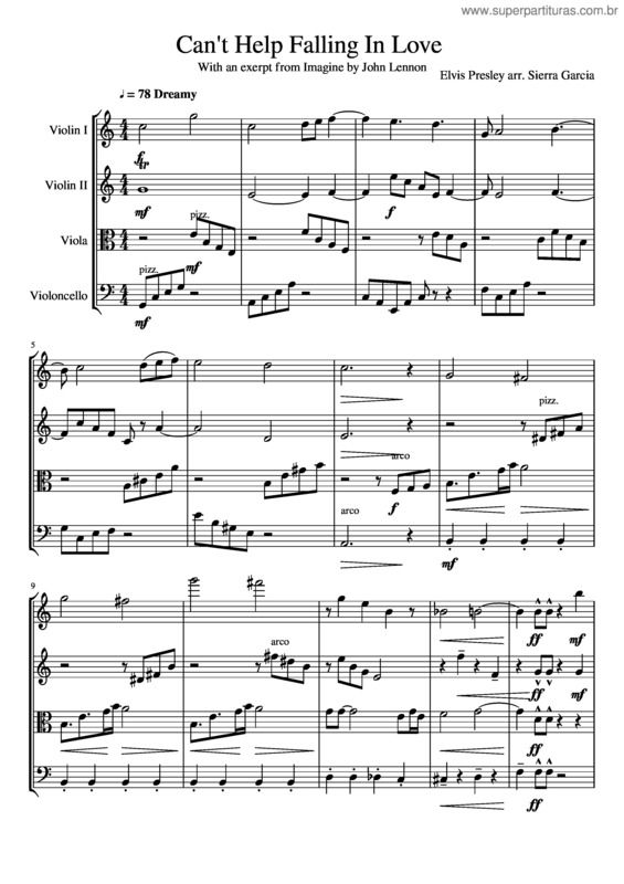 Partitura da música Can T Help Falling In Love v.72