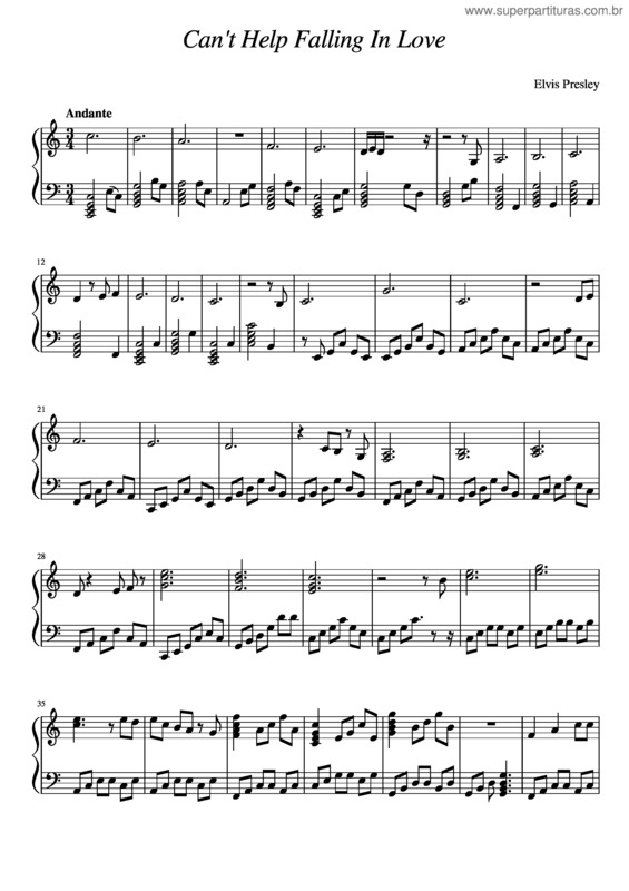 Partitura da música Can`T Help Falling In Love v.74