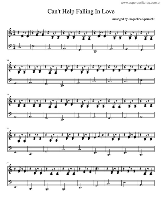 Partitura da música Can`T Help Falling In Love v.75