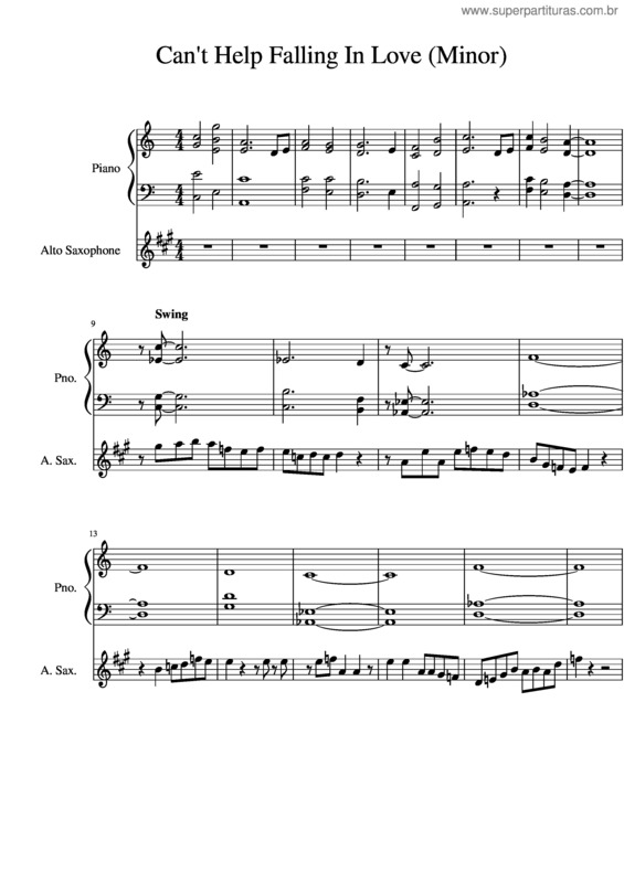Partitura da música Can`T Help Falling In Love v.78