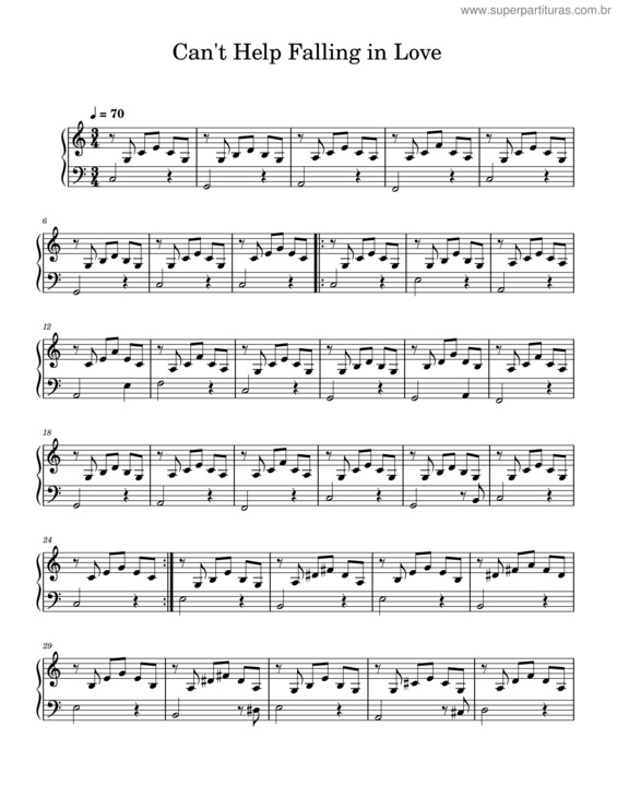 Partitura da música Can`T Help Falling In Love v.79