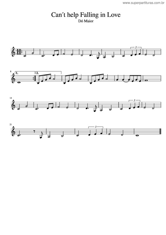 Partitura da música Can´T Help Falling In Love v.80