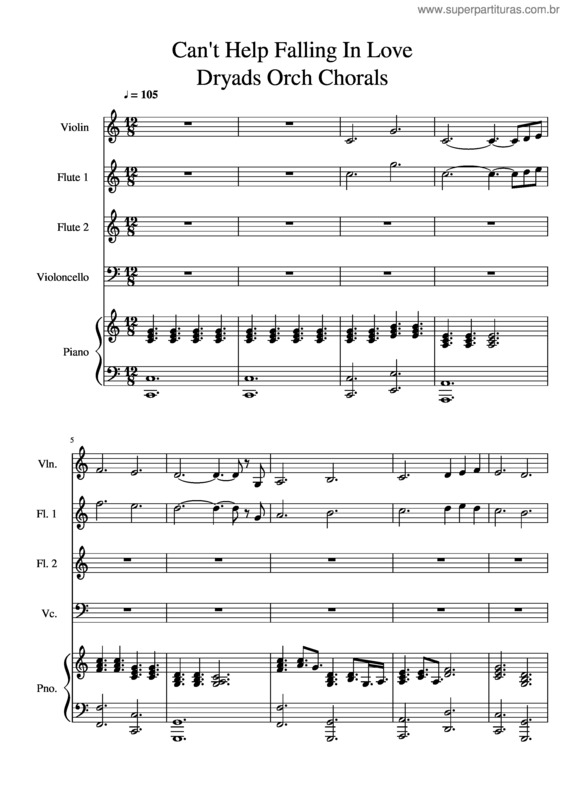 Partitura da música Can`T Help Falling In Love v.85