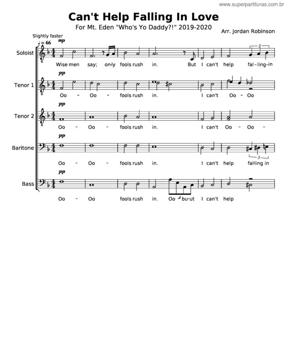 Partitura da música Can`T Help Falling In Love v.86