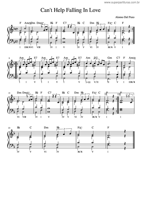 Partitura da música Can`T Help Falling In Love v.88