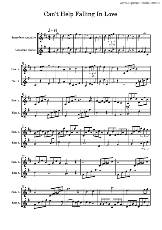 Partitura da música Can`T Help Falling In Love v.90