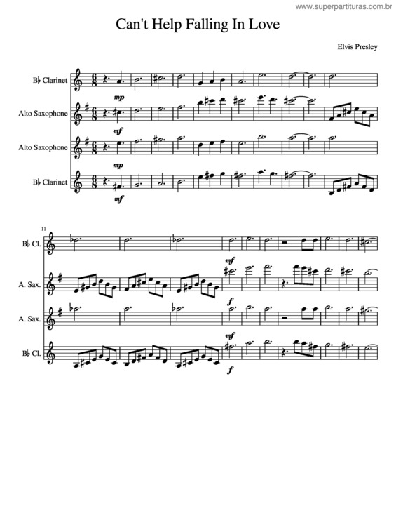 Partitura da música Can T Help Falling In Love v.92