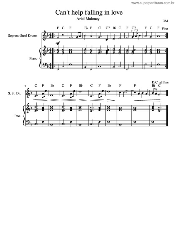 Partitura da música Can`T Help Falling In Love v.93