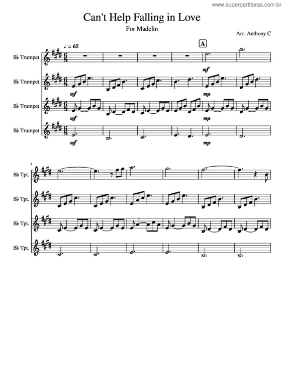 Partitura da música Can`T Help Falling In Love v.98